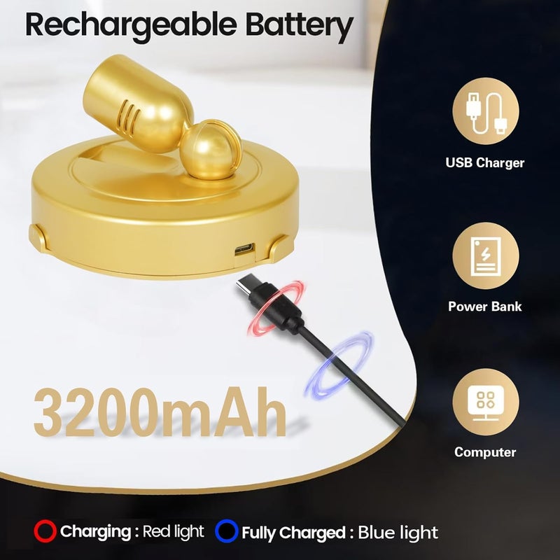HAMVIDNE Rechargeable Indoor Spotlight, 3 Lighting Modes Battery Operated Spotlights with Remote, Picture Lights for Wall, Plant Tree Spotlight with Timer, Up Lights for Art Display Artwork-Gold - Image 3